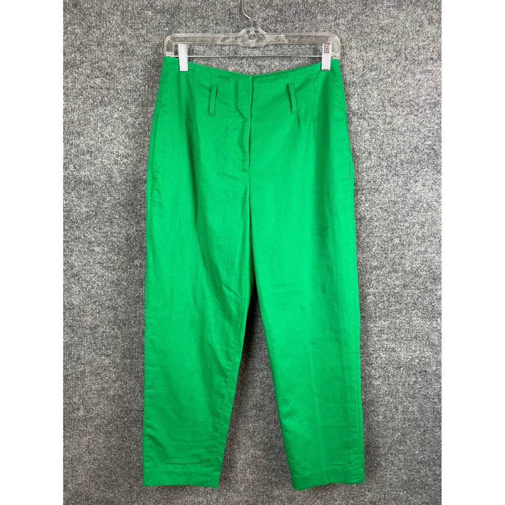 Boden Trousers‎ Women 2P Green Excellent High Rise Cropped Linen Blend Pants